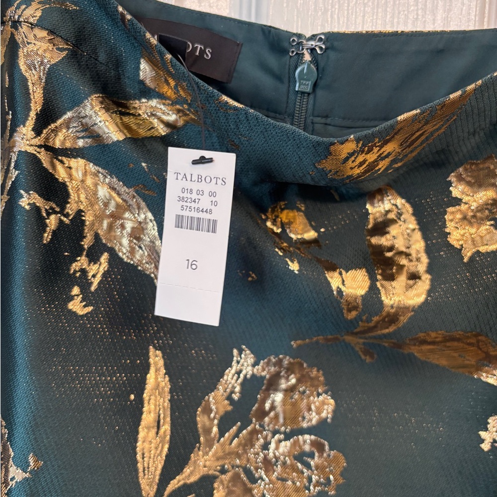 Talbots Floral Gold and Green Midi Skirt Women’s Size 16 New W Tags Femine - Picture 9 of 9